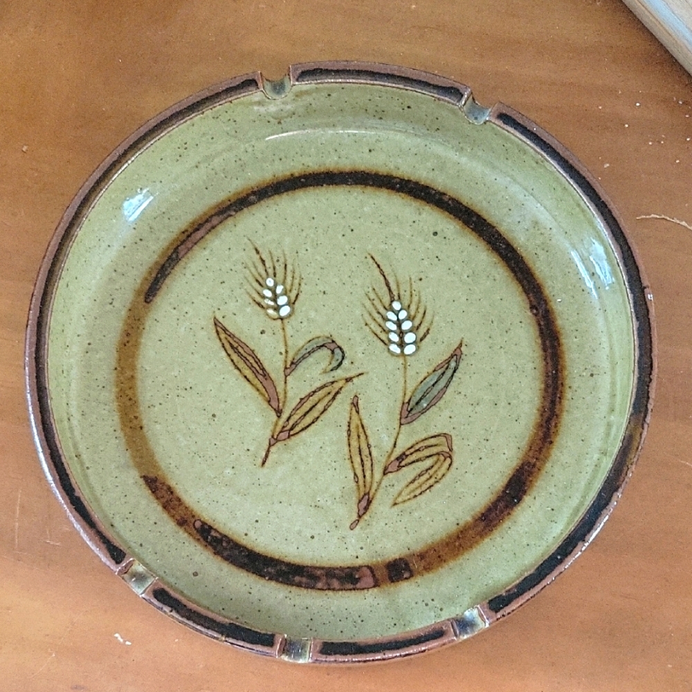 Vintage Ceramic Ashtray with Wheat Design
